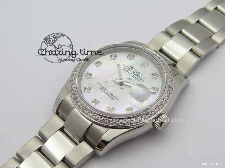 1223 Neat DateJust 36mm SS BP-Maker Best Edition Diamond Bezel White MOP Dial On SS Bracelet A2824 V 3842